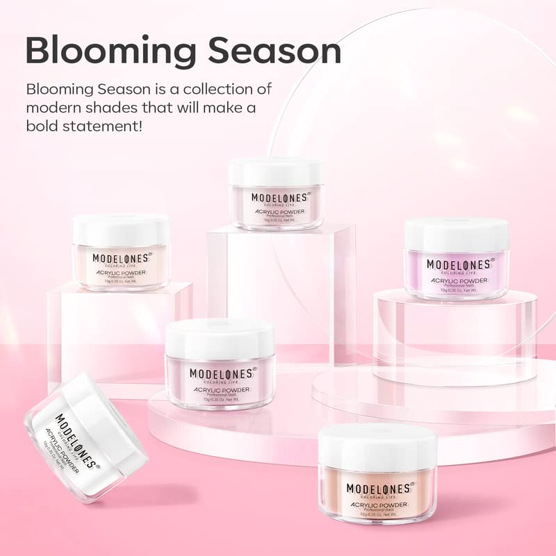 Modelones Acrylic Powder, 6 Colors Transparent Jelly Nude Nail Powder Milky White Pink Nude for Nail Art 3D Nail Carving French Nail Extension, Gifts for Women