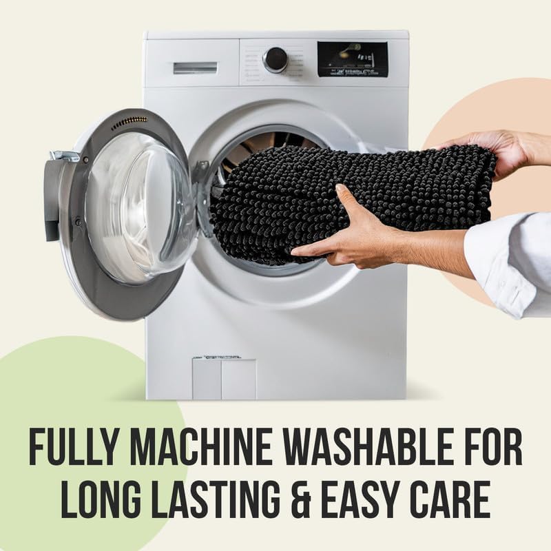 Chenille Bath Mats, Plush Absorbent Bath Mats Quick Dry, Soft & Machine Washable, Non Slip Carpet for Bathroom, Thick Bathroom Rugs, Shower Restroom Rug Mat, Alfombras De Baño, Bathrugs Matts,34"x21"