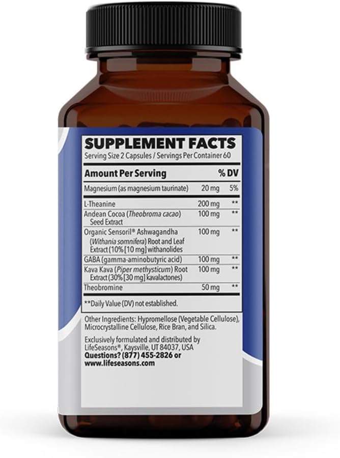 Anxie-T - Stress Relief Supplement - Supports Mood & Mental Focus - Feel Calm and Relaxed - Eases Tension & Nervousness - Ashwagandha, Kava Kava, GABA & L-Theanine - 120 Capsules