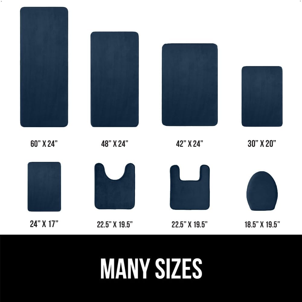GORILLA GRIP Memory Foam Bath Rugs, Soft Absorbent Velvet Bathroom Mats, Durable Dots on Underside, Machine Washable Bathmat, Carpet Rug Room Decor for Shower Floor, 42x24 Mat, Navy Blue
