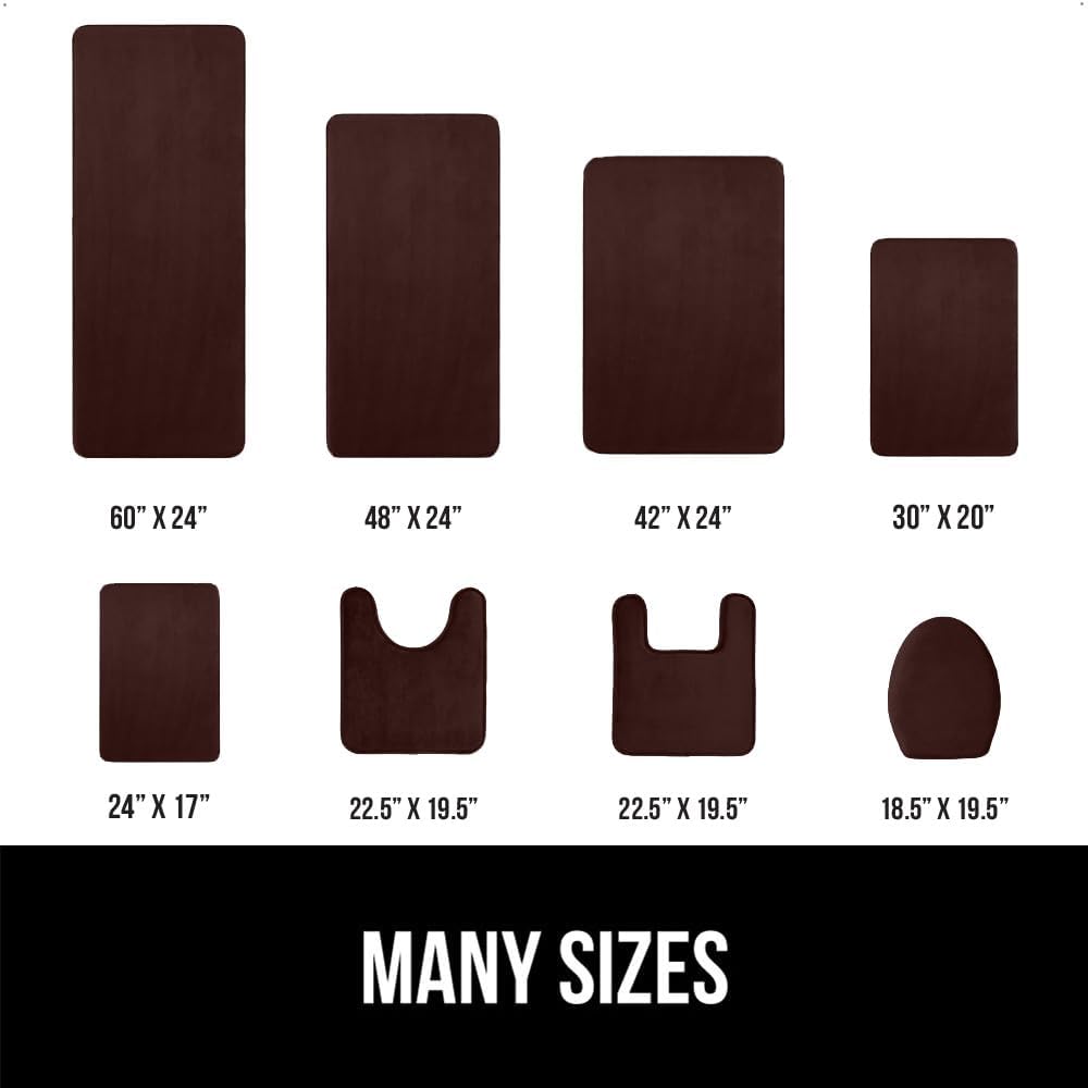 GORILLA GRIP Memory Foam Bath Mat, Soft Absorbent Velvet Bathroom Mats, Durable Dots on Underside, Machine Washable Bathmat, Carpet Rug Room Decor for Shower Tub Floor RV, 48x24 Rugs, Brown