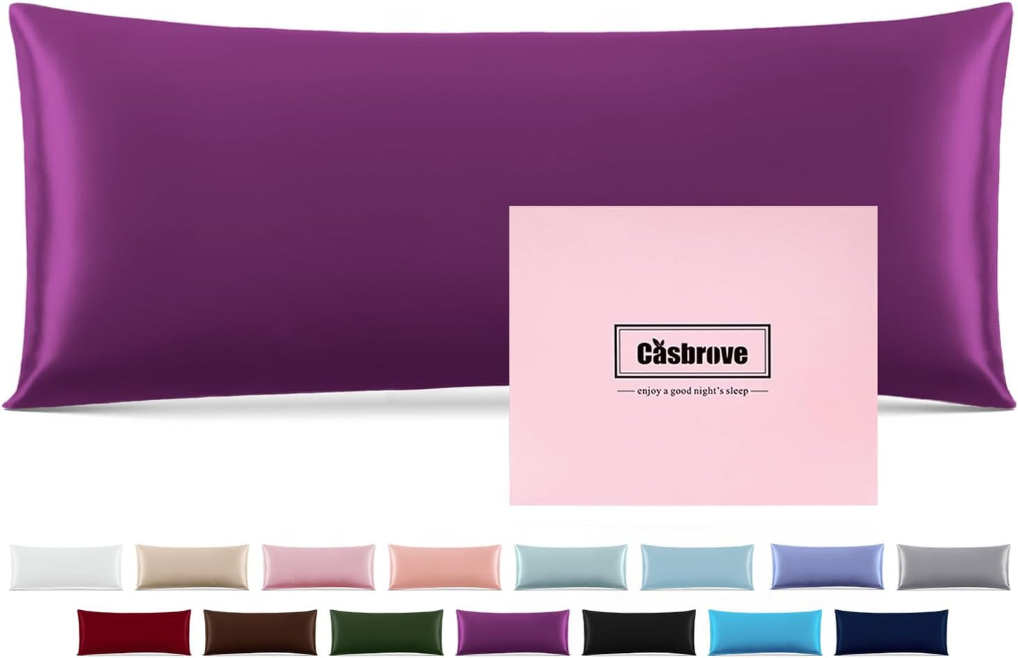 Silk Body Pillow Cover Pillow Pillowcase for Body Pillow Soft Pillow Cover Pillow Case Mulberry Silk Pillowcase for Sleep(Purple,20"X 54",1pc)