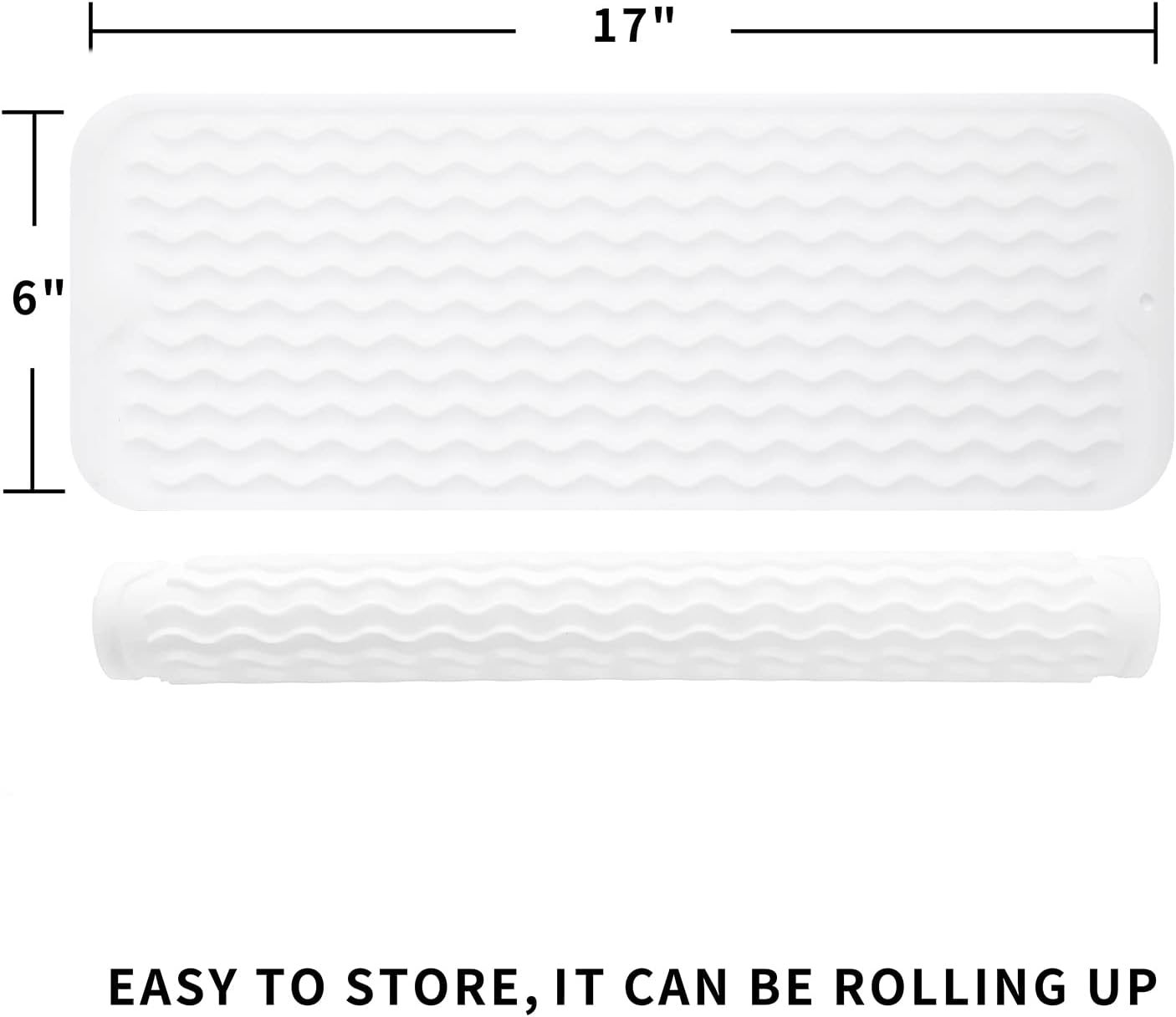 Silicone Dish Drying Mat for Multiple Usage,Easy clean,Eco-friendly,Heat-resistant Silicone Mat for Kitchen Counter,Sink,Bar,Bottle,or Cup Translucent M 17 inches x 6 inches