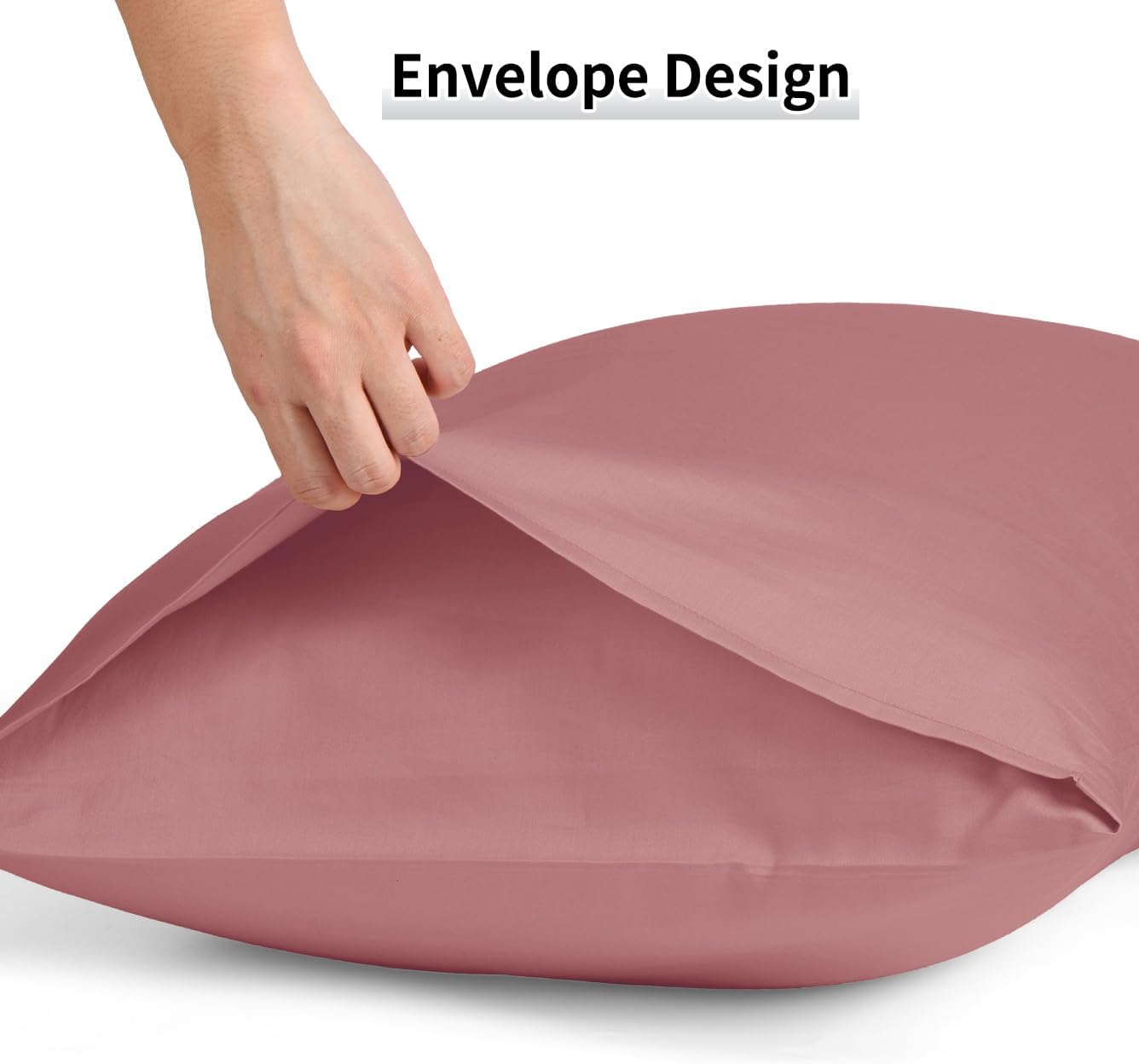 Warmstar Cotton Pillow Cases Queen Size Set of 2, 600 Thread Count Pillowcases 20x30 Inches, Soft Long Staple Cotton Pillowcases Breathable with Envelope Closure,Lotus Pink