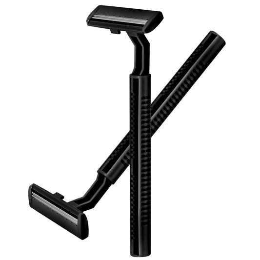 120 Pack Disposable Twin Blade Razors Individually Wrapped, Clear Safety Cap， Multipurpose Portable Shave Razor for Man Woman Bathing Hotel Travel (Black)