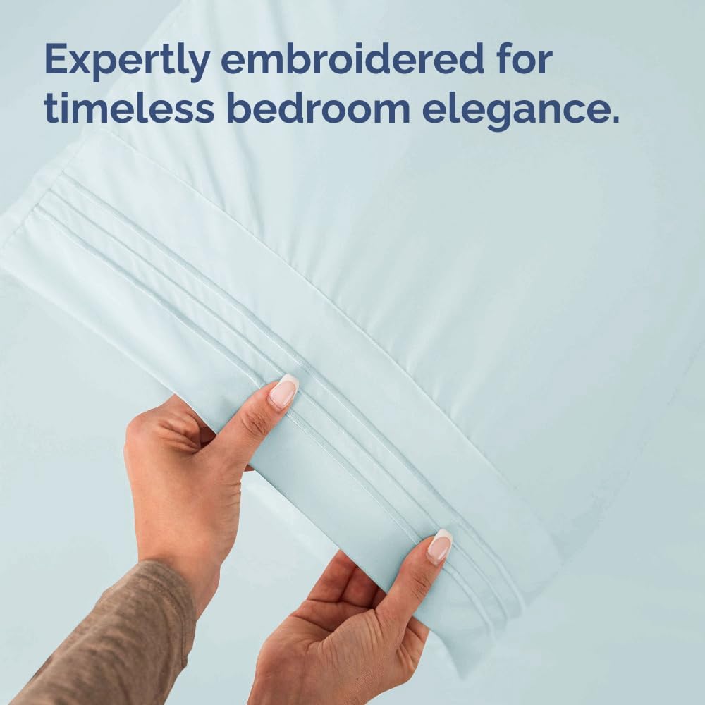 King Pillow Cases Set of 4 - Ultra Soft Hotel Quality Pillowcase Covers - Comfy, Cozy & Wrinkle Free - Shrinkage, Stain and Fade Resistant - Machine Washable Pillow Protectors - 4 Piece Set - Ice Blue