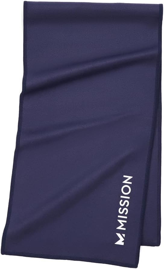 MISSION On-The-Go Cooling Towel - Soft, Lightweight Fabric - Cools Up to 2 Hours - UPF 50 Sun Protection - Machine Washable (Navy)