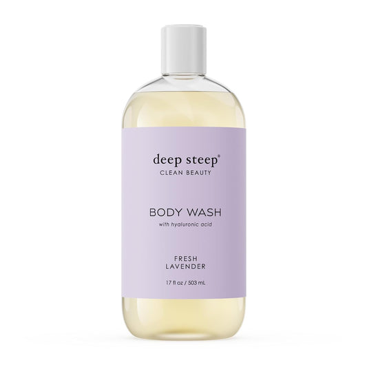 Deep Steep Body Wash, Fresh Lavender, 17 oz – Hydrating Shower Gel with Hyaluronic Acid, Shea Butter, Aloe Vera & Argan Oil – Vegan, Clean Beauty, Clean & Refreshed Skin