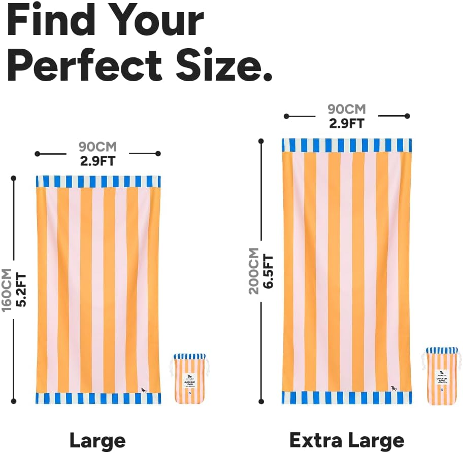 Dock & Bay Beach Towel - Quick Dry, Sand Free - Compact, Lightweight - 100% Recycled - Includes Bag - Mellow Yellow - Large (160x90cm, 63x35)