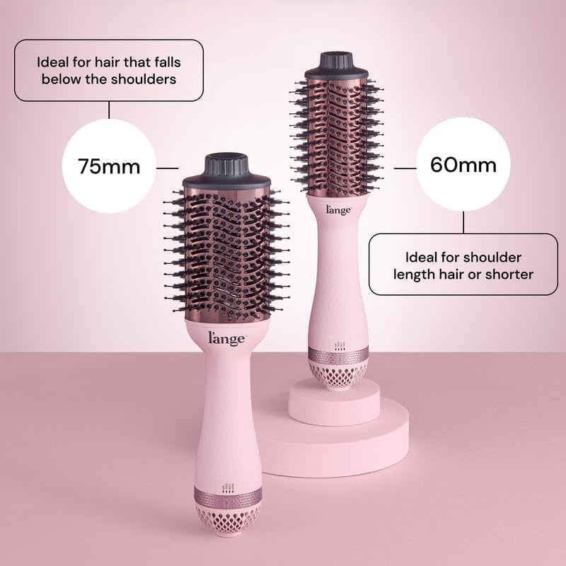 L'ANGE HAIR Le Volume 2-in-1 Titanium Blow Dryer Brush | Hot Air Brush for Hair Drying & Styling | Ionic Oval Barrel for Smooth, Frizz-Free Volume | (Blush – 60mm)