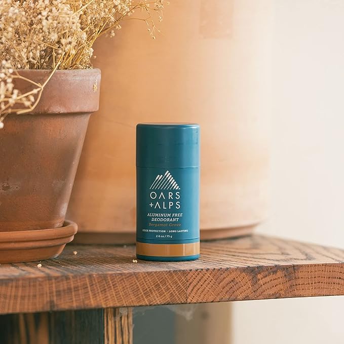 Oars + Alps Aluminum Free Deodorant for Men and Women, Dermatologist Tested and Made with Clean Ingredients, Travel Size, Bergamot Grove, 2 Pack, 2.6 Oz Each