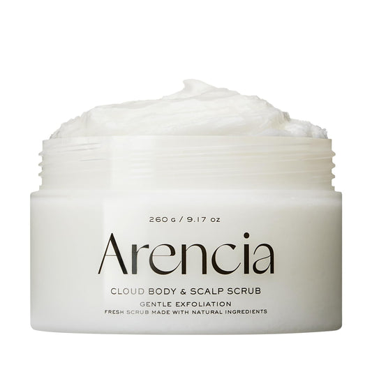 Arencia Fresh Cloud Sea Salt Body & Scalp Scrub (White) - Gentle Exfoliation for Softer, Refreshed Skin and Scalp, Korean Skin Care