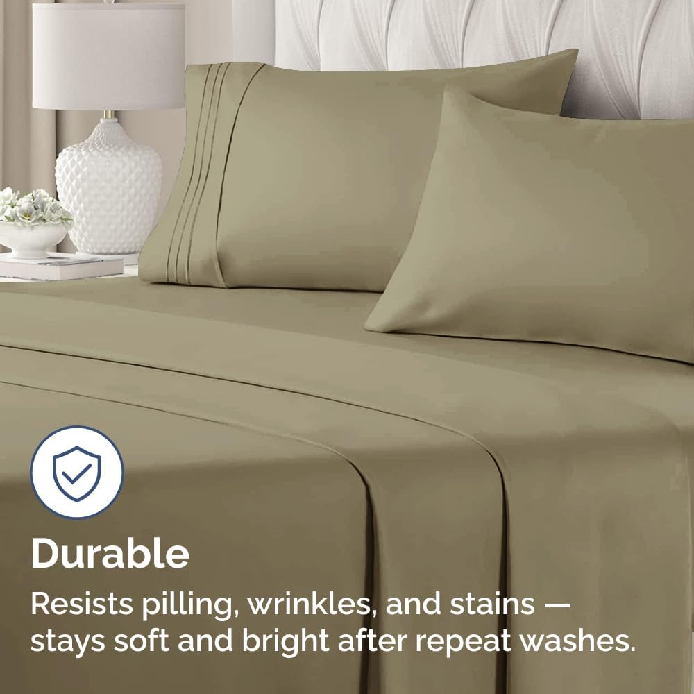 King Pillow Cases Set of 4 - Ultra Soft Hotel Quality Pillowcase Covers - Comfy, Cozy & Wrinkle Free - Shrinkage, Stain and Fade Resistant - Machine Washable Pillow Protectors - 4 Piece Set - Khaki