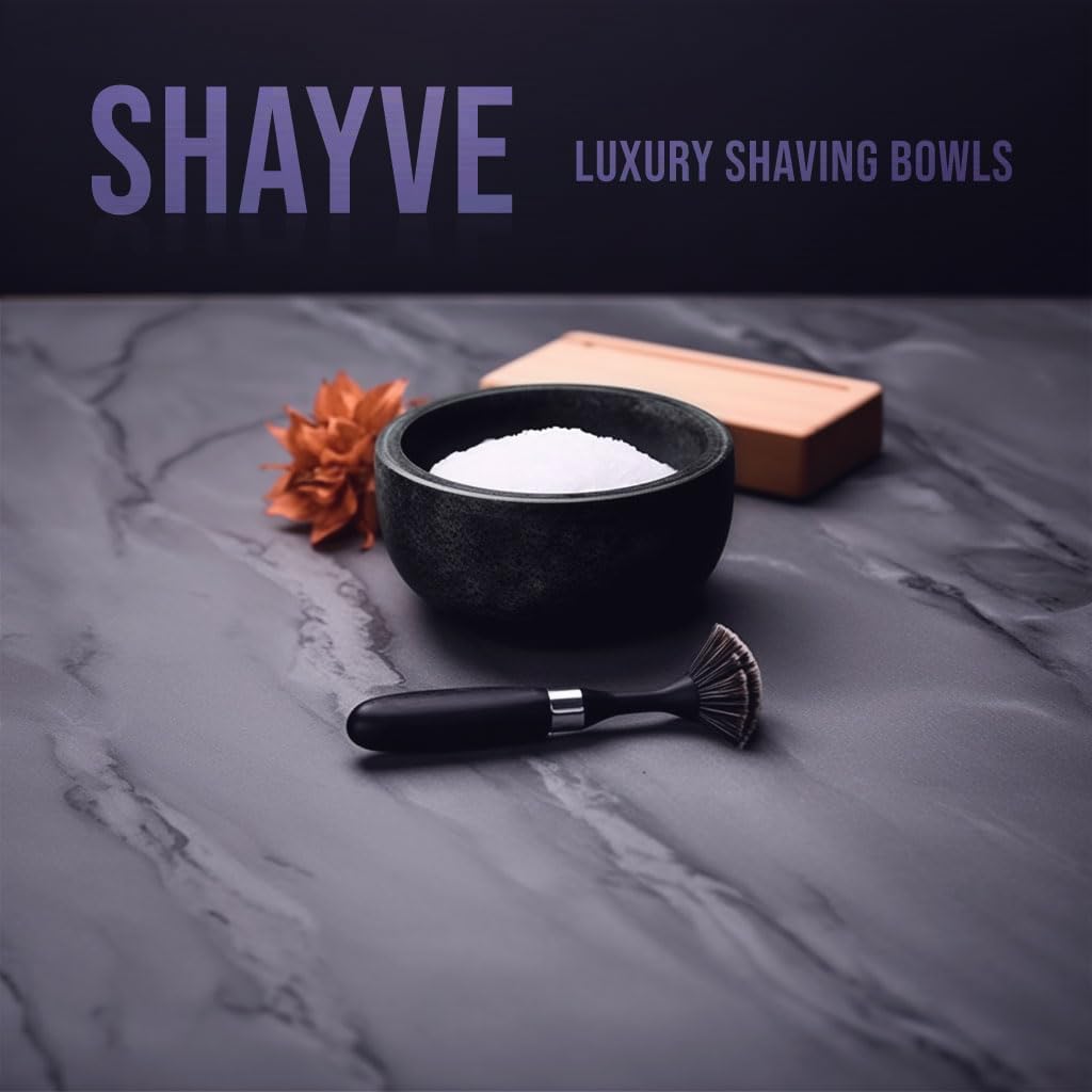 ShayVe Shaving Bowl for Shaving Soap & Cream — Granite Shave Bowl For Shaving Soap & Cream — Exquisite Heat Insulated Wet Shaving Kit Addition (Green Granite)