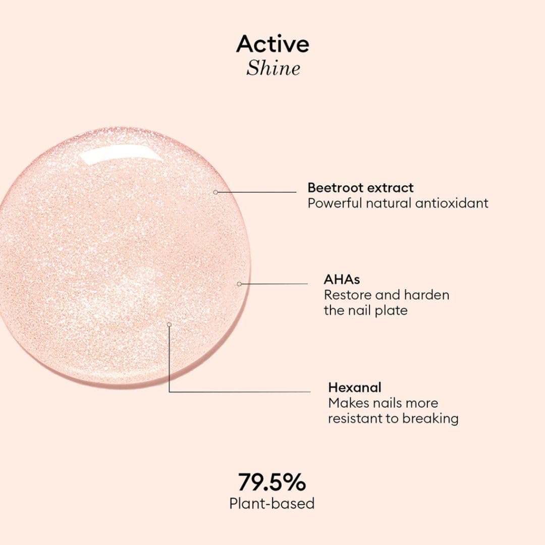 Manucurist Active Shine Illuminating & Care Nail Polish - Nail Concealer - No Lamp - Ultra-Shiny 2 in 1 Nude Gel Polish: Nail Strengthener and Growth, Highlighter & Care - Damaged Nails Repair