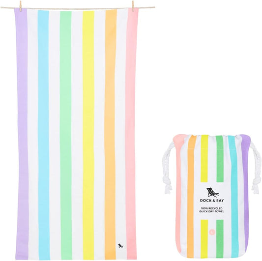 Dock & Bay Customized Beach Towel - Quick Dry, Sand Free - Compact, Lightweight - 100% Recycled - Includes Bag - Summer - Unicorn Waves - Large