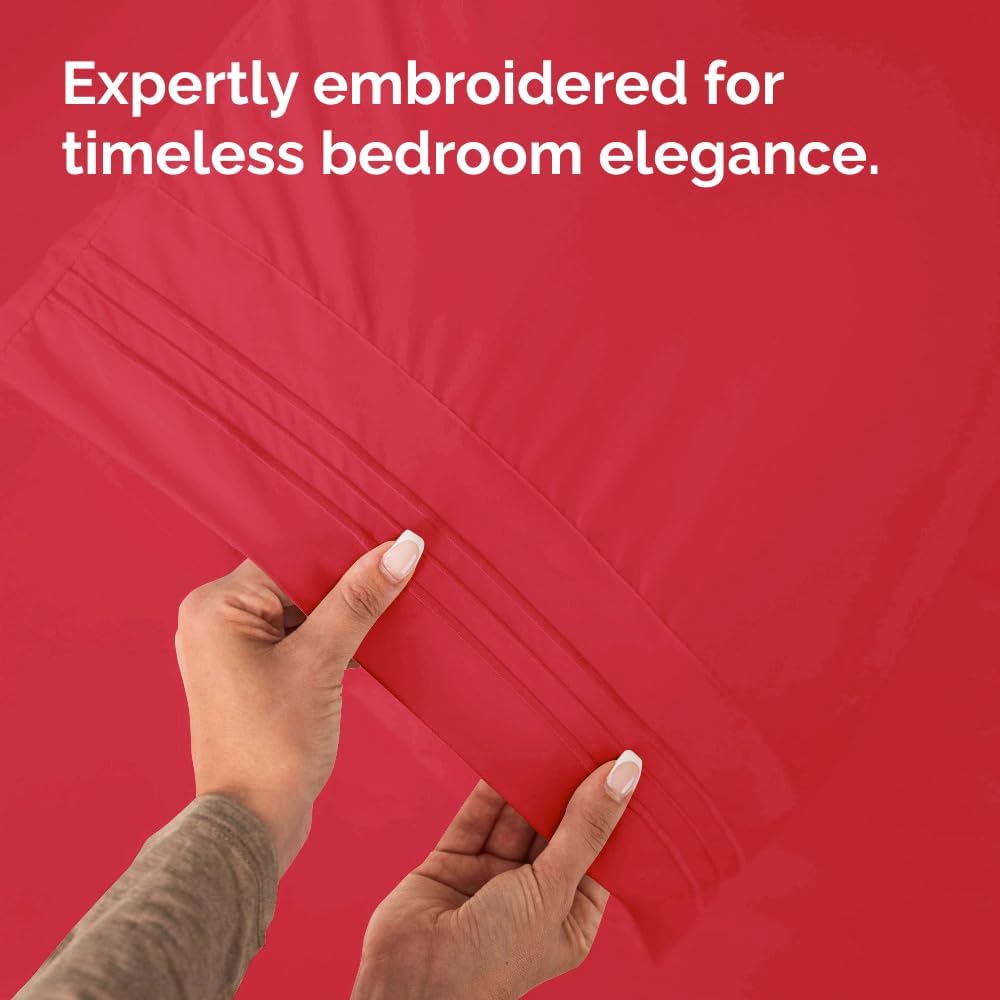 Queen Pillow Cases Set of 4 - Ultra Soft Hotel Quality Pillowcase Covers - Comfy, Cooling & Wrinkle Free - Shrinkage, Stain & Fade Resistant - Machine Washable Pillow Protectors - 4 Piece Set - Red