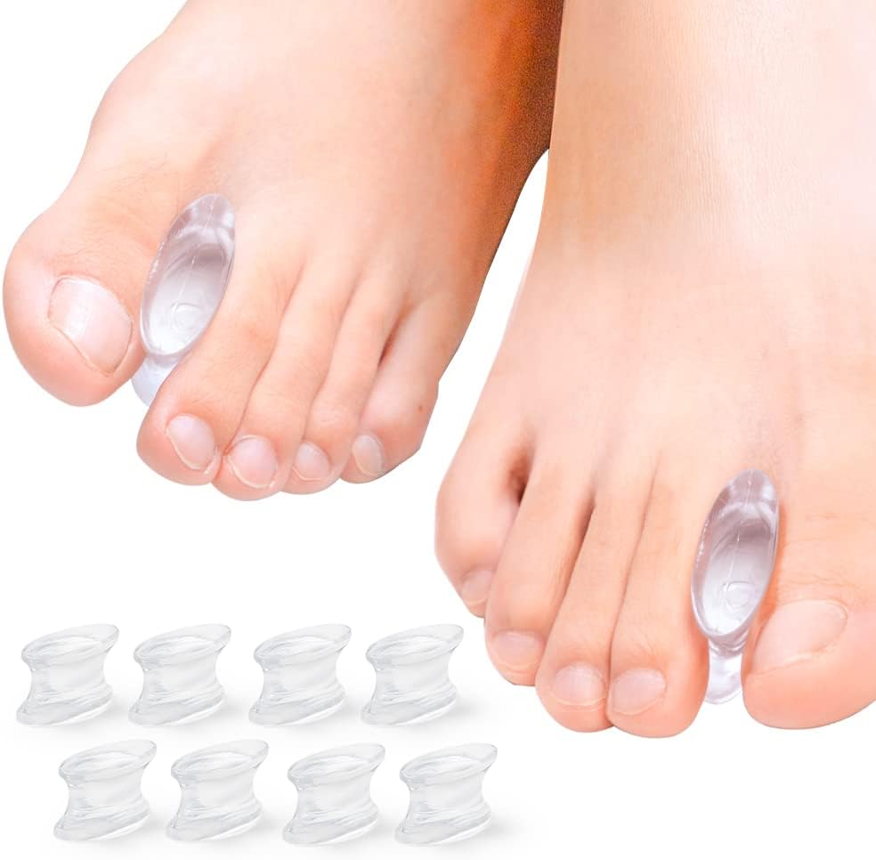 Povihome 8 Pack Gel Bunion Corrector and Toe Spacers Separators and Straightener Orthotics (4/10''Thick) for Sports Activities, for Men and Women Overlapping Toes, Bunion Pain Relief - Small Size