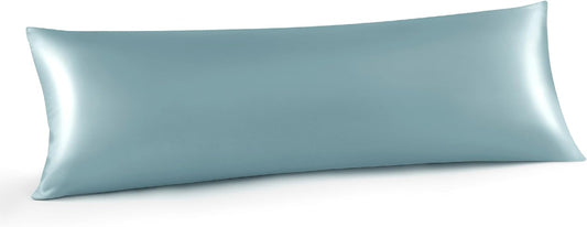 INFIIXSO Body Pillow Cover with Zipper, Luxury Mulberry Silk Body Pillow Case 20x54 Inches, Ultra Smooth and Soft Cooling Long Pillowcase, Gift for Women, Men(Haze Blue)