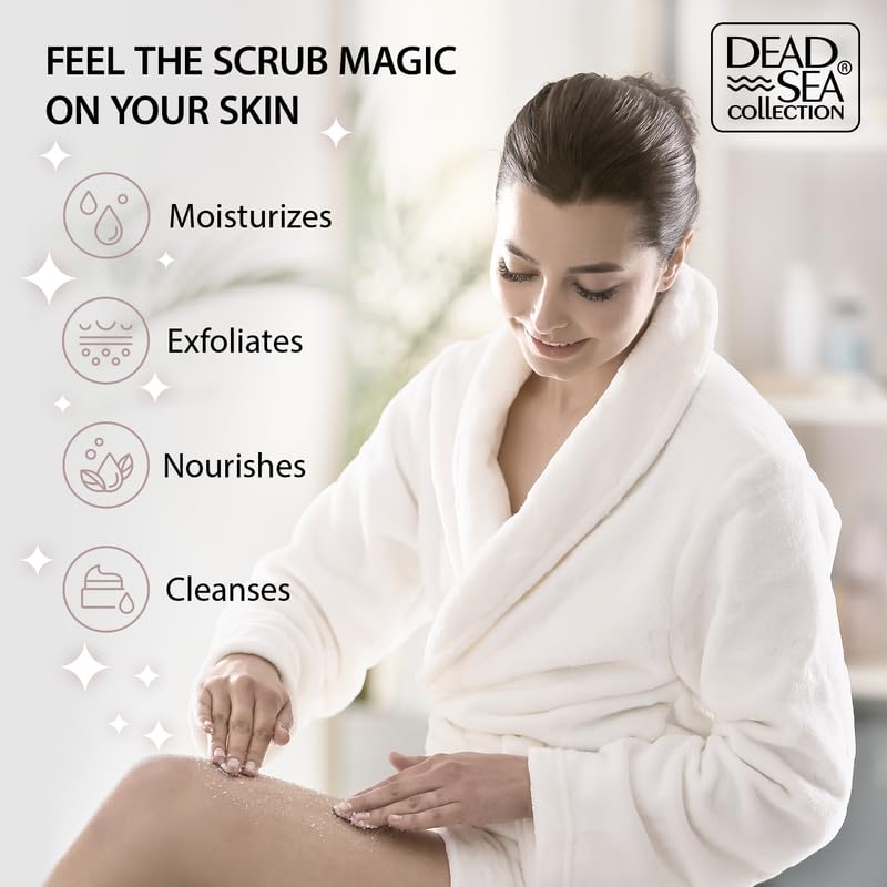 Dead Sea Collection Almond Vanilla Salt Scrub – Exfoliating Body Scrub for Women – Moisturizing and Nourishing Skin – with Pure Oils and Dead Sea Minerals (23.28 Oz)