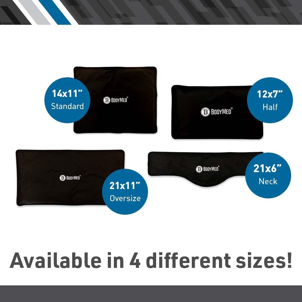 BodyMed Reusable Gel Ice Pack Cold Compress (2-Pack) for Back, Shoulder, Neck, & Knee - Professional Grade Cold Therapy for Injuries, Aches, Swelling, Bruises, Sprains - 21 in. x 11 in. (Oversize)