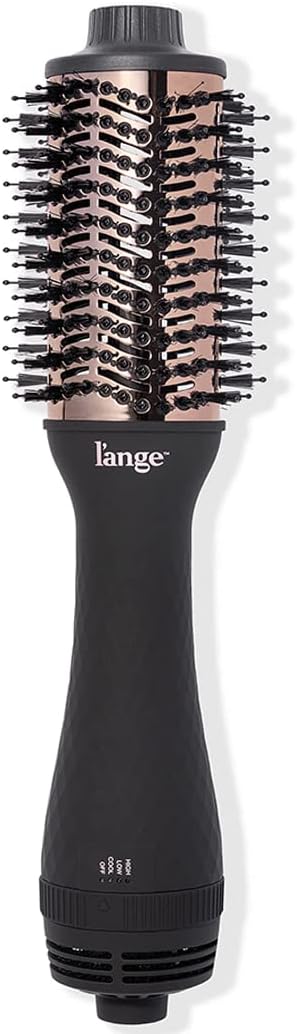 L'ANGE HAIR Le Volume 2-in-1 Titanium Blow Dryer Brush | Hot Air Brush for Hair Drying & Styling | Ionic Oval Barrel for Smooth, Frizz-Free Volume | (Black – 60mm)