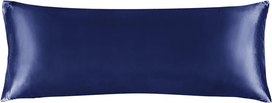 BEDELITE Satin Body Pillow Cover, Super Soft and Cooling Body Pillow Pillowcase for Hair and Skin, Breathable Silky Full Long Pillowcase Cover(20"x54", Navy)