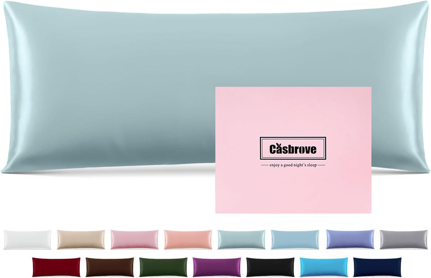 Silk Body Pillow Cover Pillow Pillowcase for Body Pillow Soft Pillow Covers Pillow Case Mulberry Silk Pillowcase for Sleep(Haze Blue,20"X 54",1pc)