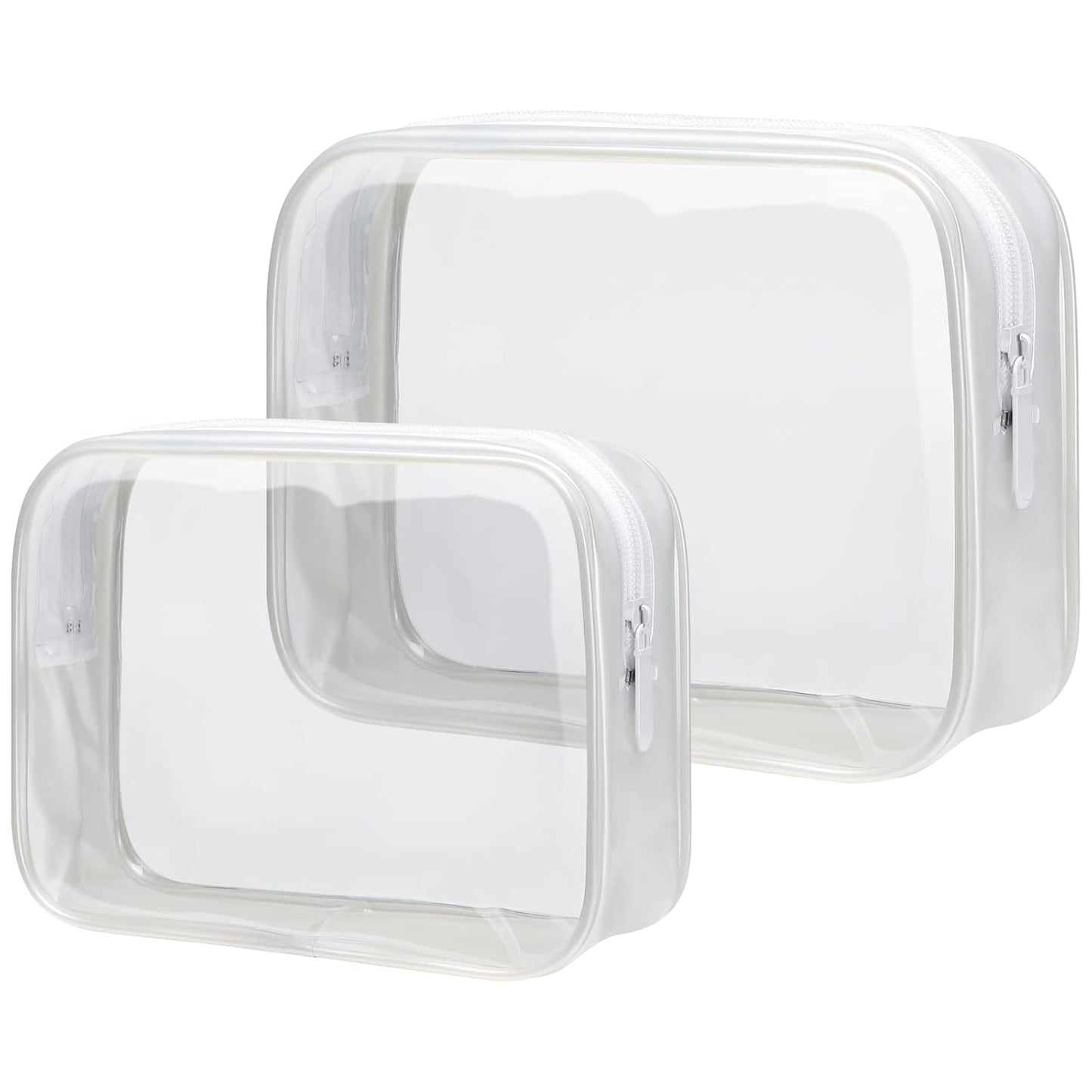 PACKISM Clear Makeup Bags - 2 Pack Quart Size Travel Bag TSA Approved Clear Travel Bags for Toiletries,Cosmetic Bags Carry onToiletry Bag TSA Approved Toiletry Bags, White