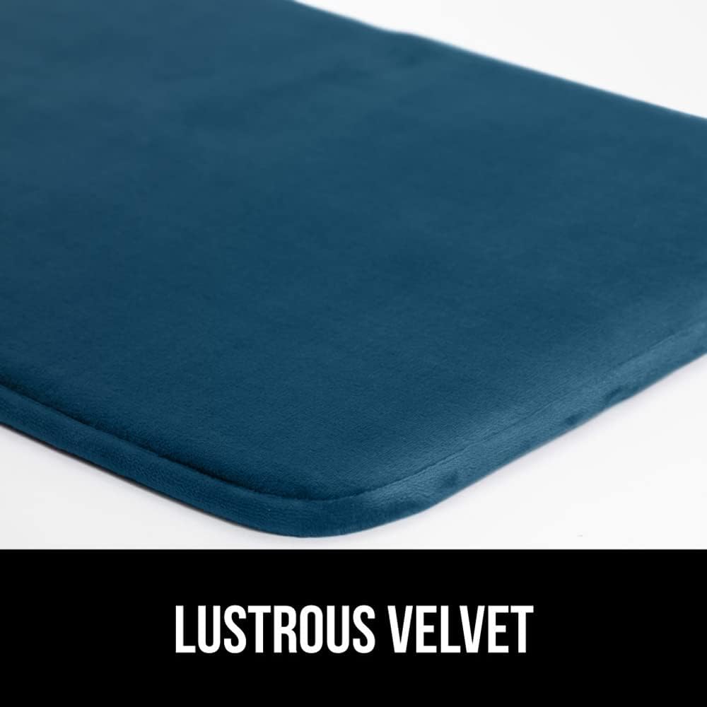 GORILLA GRIP Memory Foam Bath Mat, Soft Absorbent Velvet Bathroom Mats, Durable Dots on Underside, Machine Washable Bathmat, Carpet Rug Room Decor for Shower Tub Floor RV, 48x24 Rugs, Blue