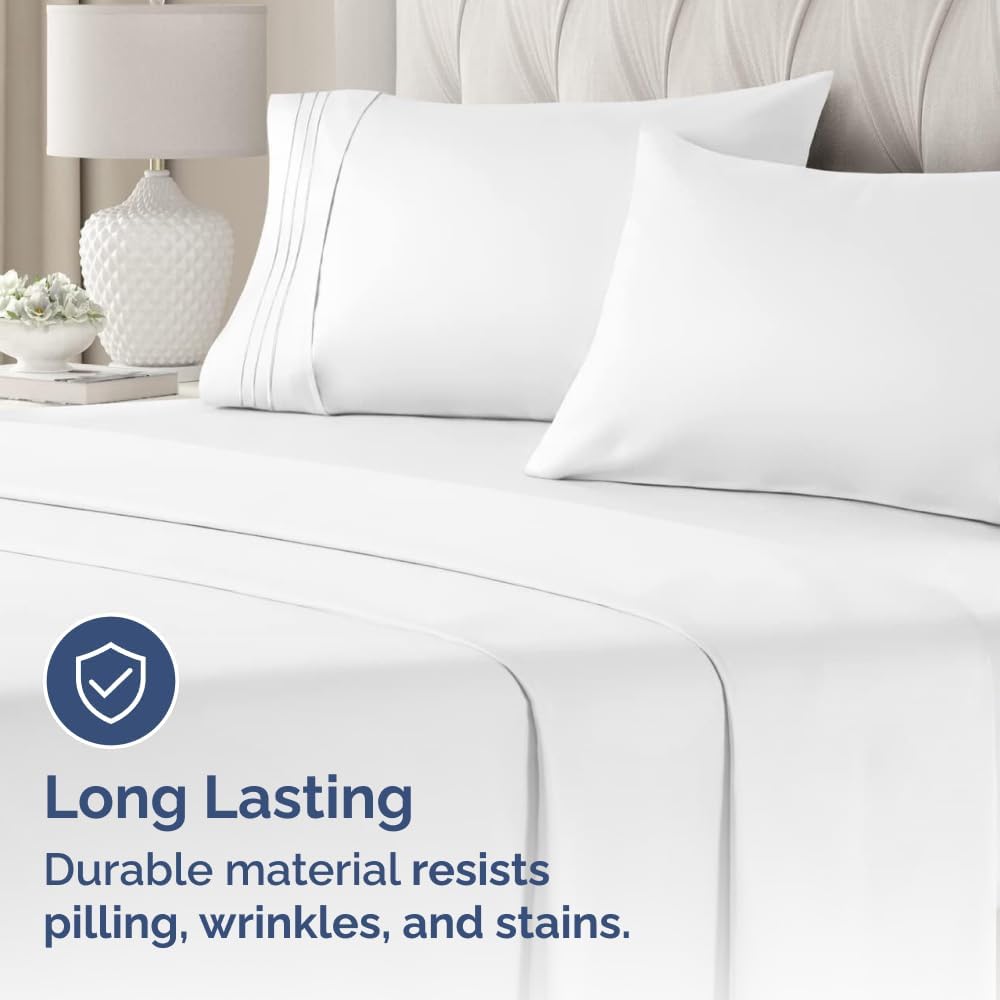 Queen Pillow Cases Set of 4 - Ultra Soft Hotel Quality Pillowcase Covers - Comfy, Cozy & Wrinkle Free - Shrinkage, Stain and Fade Resistant - Machine Washable Pillow Protectors - 4 Piece Set - White