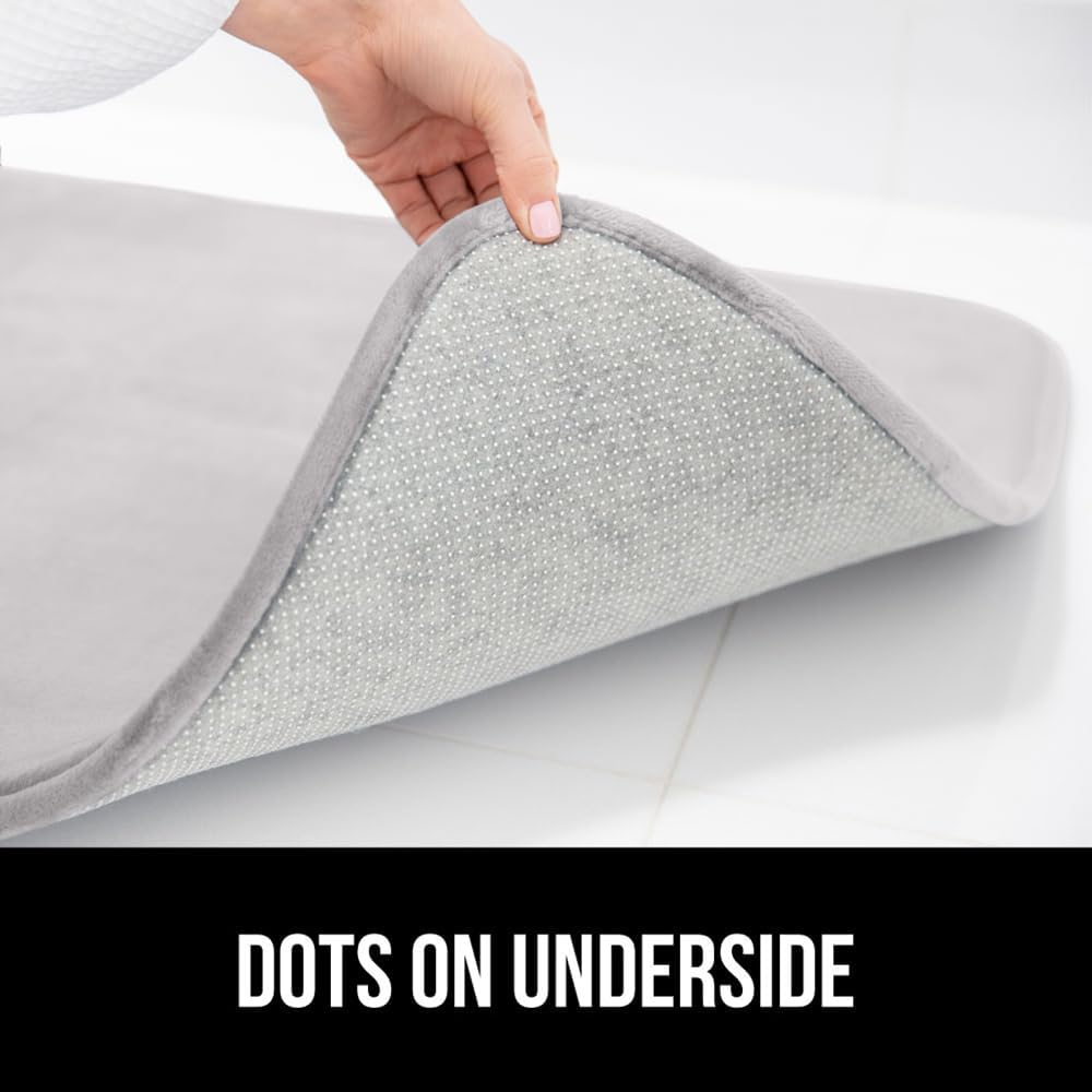GORILLA GRIP Thick Memory Foam Toilet Rug for Bathroom, U Shaped Washable, Soft Absorbent Velvet Topside Floor Mats, Machine Wash, Cushioned Luxury Rugs for Bath Room, 22.5 x 19.5 Light Gray