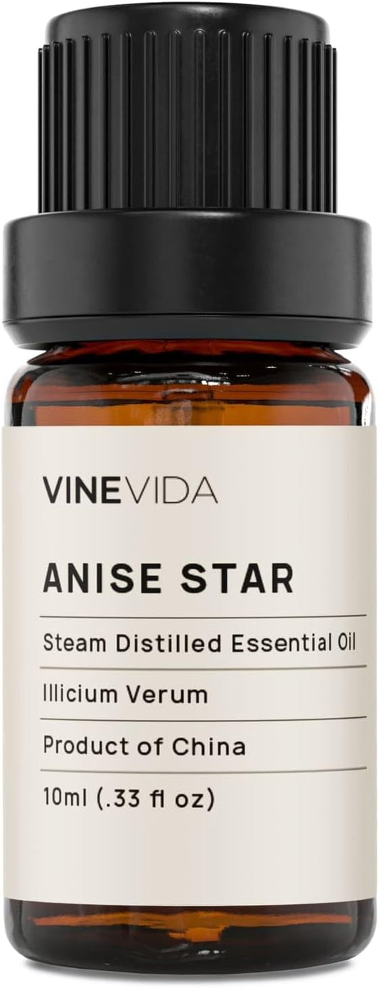 VINEVIDA Anise Star Essential Oil - Undiluted 10 mL for Candlemaking, Soap Making - DIY Candle Scents Safe for Skin