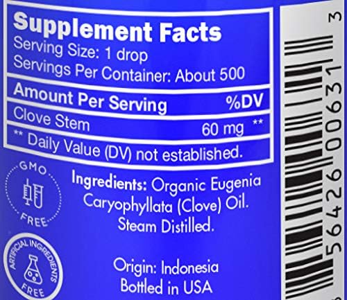 Organic, Clove Oil, Food Grade, for Teeth and Gums, Tooth Aches – 100% Pure, Clove, Bud, Essential, Oil, by Zongle Therapeutics, 1 OZ