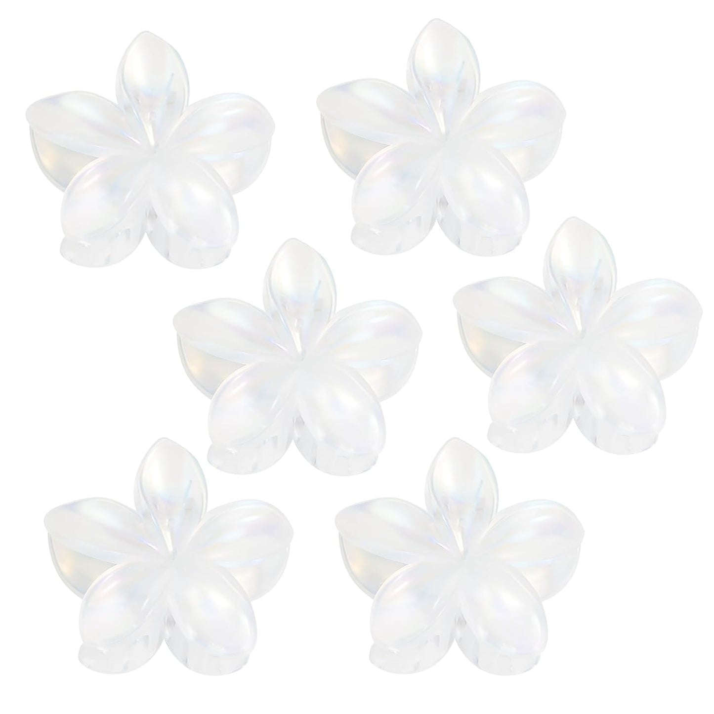 Mermaid Flower Hair Claw Clip for Women Girls 6 PCS Large Plumeria Flower Hair Clips for Thick Thin Hair Hawaii Hair Accessories