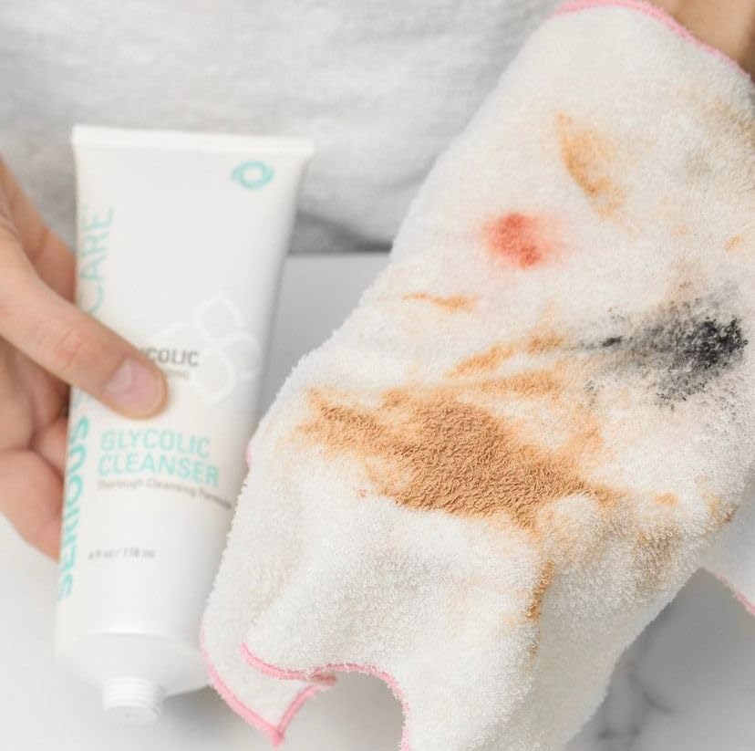 Serious Skincare Glycolic Cleanser - Glycolic Acid Skin Exfoliating Face Wash - 10% Glycolic Acid - Deep Pore Purifying - Removes Makeup, Oil, and Impurities - Shave Prep - Anti-Aging AHA 12 Oz & 4 Oz