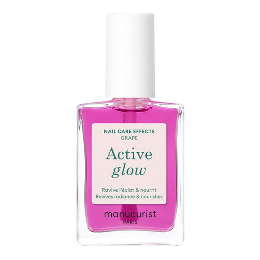 Manucurist Active Glow Grape All-in-One Perfecter Nail Polish & Care - No Lamp - Vegan & Made in France Ultra-Glowy Lilac Mirror-Like Shine - Nail Concealer & Care - Plant-Based Ingredients
