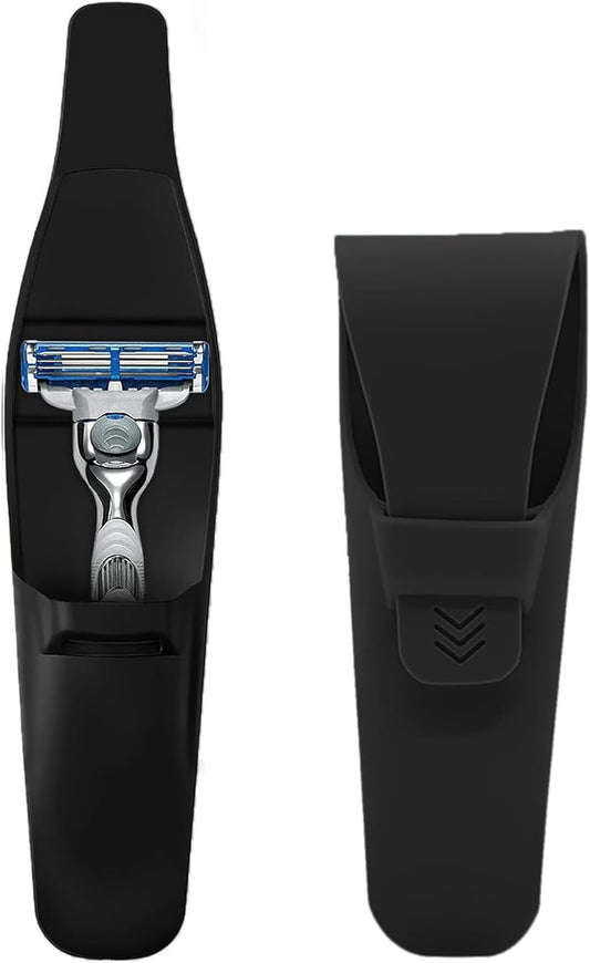 LinMei Silicone Razor Travel Case, Blue+Black, Compatible with Gillette, Parker, Merkur Razor (Gray 2pcs) (Black 2pcs)