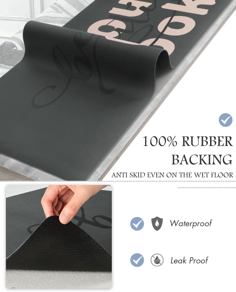 MontVoo-Bath Mat-Bathroom Mat Rug Non Slip Super Absorbent Stain Resistant Quick Dry Thin Bathroom Rug-Bath Mats for Bathroom Floor Bathtub Vanity-Bathmat Bath Rug Easy Care 17"x35" Pink