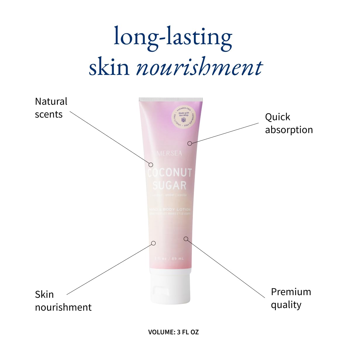 MERSEA Coconut Sugar Sea Whip Hand and Body Lotion, Scented Travel Lotion (3 oz)