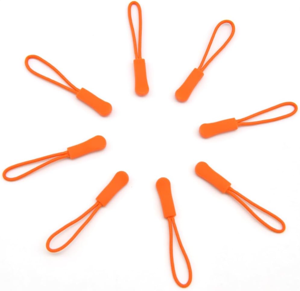Ruidee 50 Pieces Zipper Pulls Zipper Tabs Zipper Pull Cord Extender Replacement Zipper Pulls for Backpacks, Jackets, Luggage, Purses, Handbags（Orange）