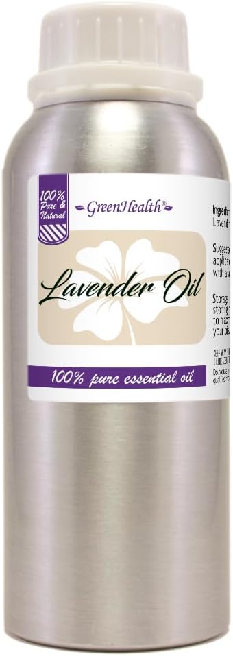Lavender Essential Oil – 8 fl oz (237 ml) Aluminum Bottle w/Plug Cap – 100% Pure Essential Oil – GreenHealth