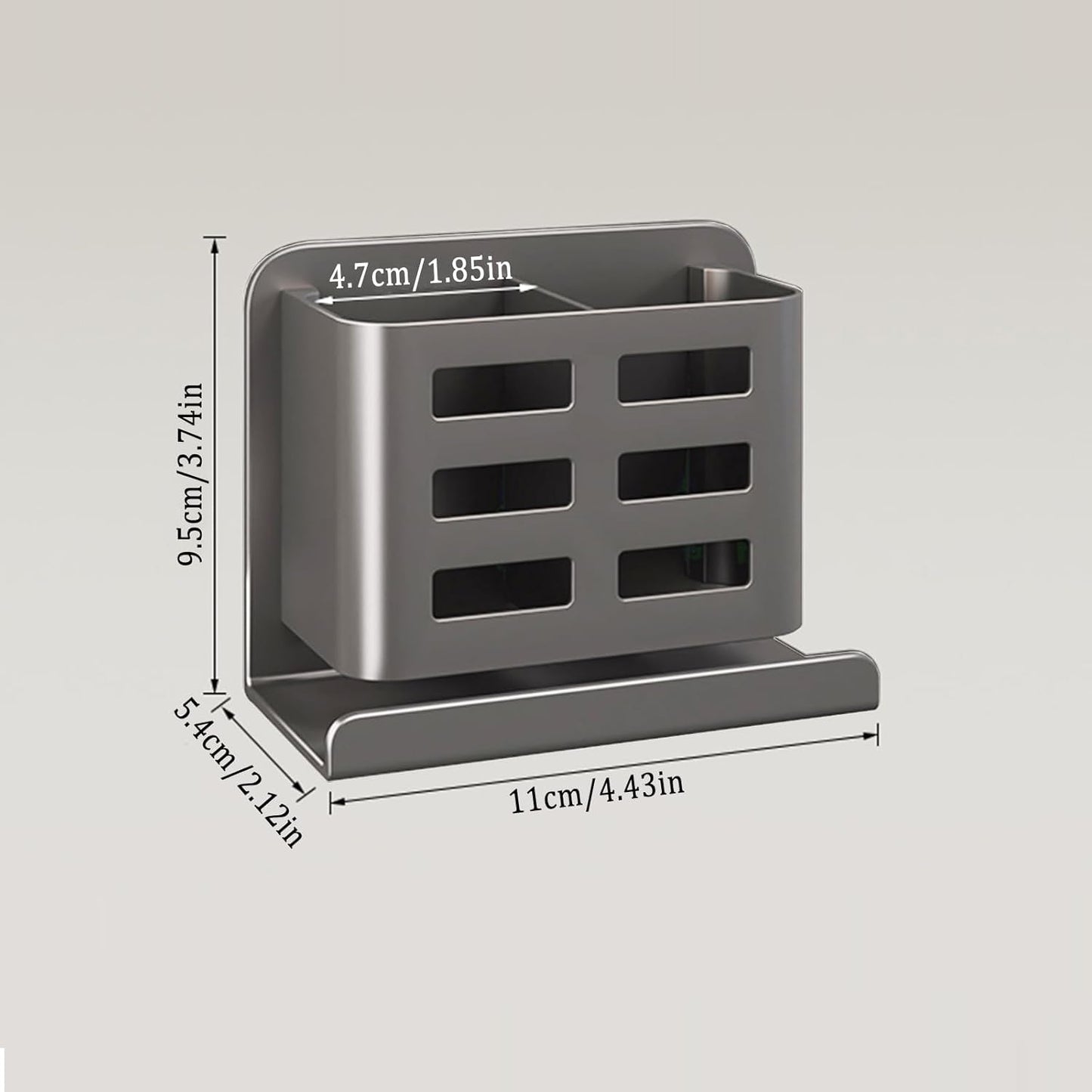 Grey Wall-Mounted Toothbrush Holder, Aluminum Material Shower Shaver Storage Rack, No Drilling Required, Removable Toothpaste Storage Rack