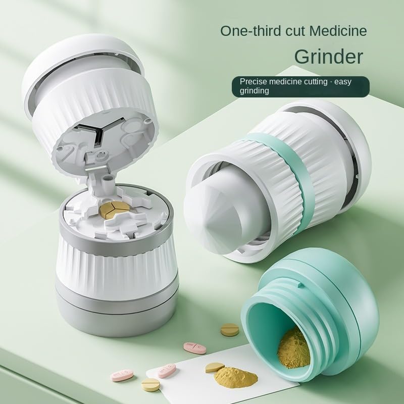 Pill Cutter - Pill Splitter with Stainless Steel Blade for Cutting Small Pills or Large Pills in one Third, Pill Cutter 1/3, Suitable for Cuting Vitamins, Tablets (1-3 Green)