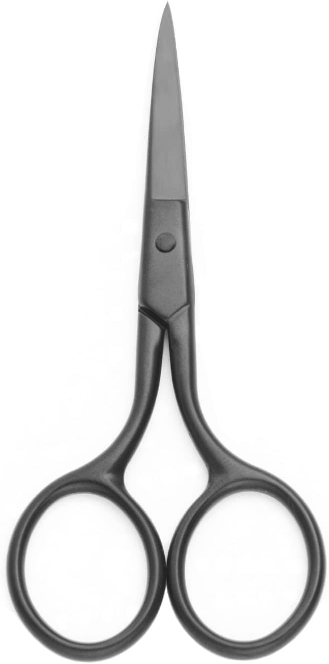 Multicolor Professional Grooming Scissors for Personal Care Facial Hair Removal and Ear Nose Eyebrow Trimming Stainless Steel Fine Straight Tip Scissors 3.9 Inch (Black)