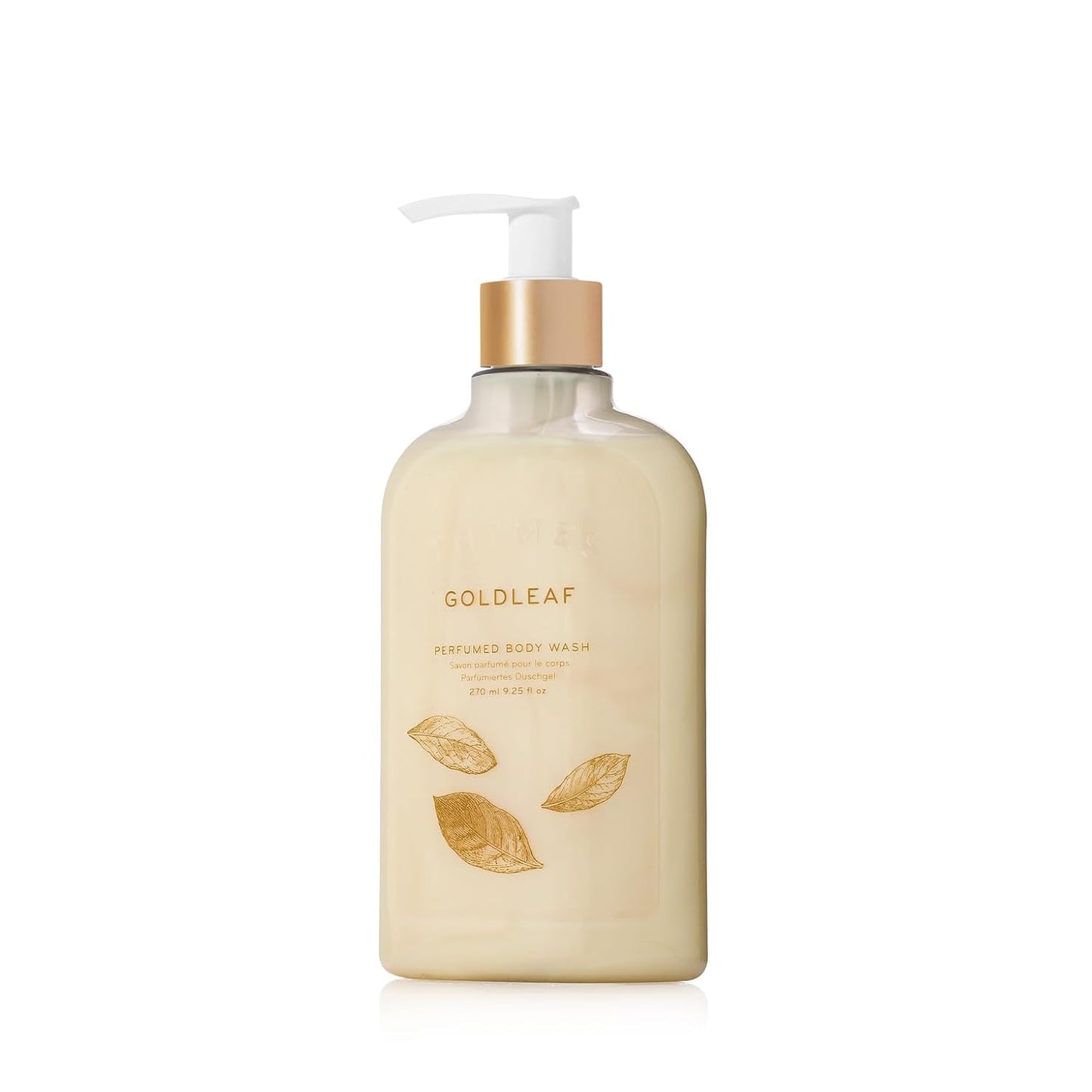 Thymes Moisturizing Body Wash with Pump - Body Soap - Bath Products - Skin Care - Liquid Soap with Notes of Jasmine, Rose, Hyacinth, Creamy lily of the Valley, & Oak Moss (Goldleaf, 9.25 fl oz)