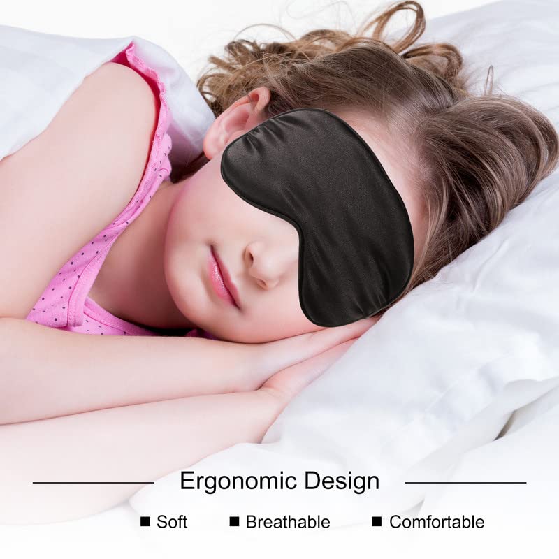 BBTO 4 Pcs Silk Sleep Eye Masks Smooth Soft Satin Eye Covers with Adjustable Strap Blindfold for Sleeping Blocking Out Lights Travel Relaxation(Black, Navy Blue, Dark Green, Gray)