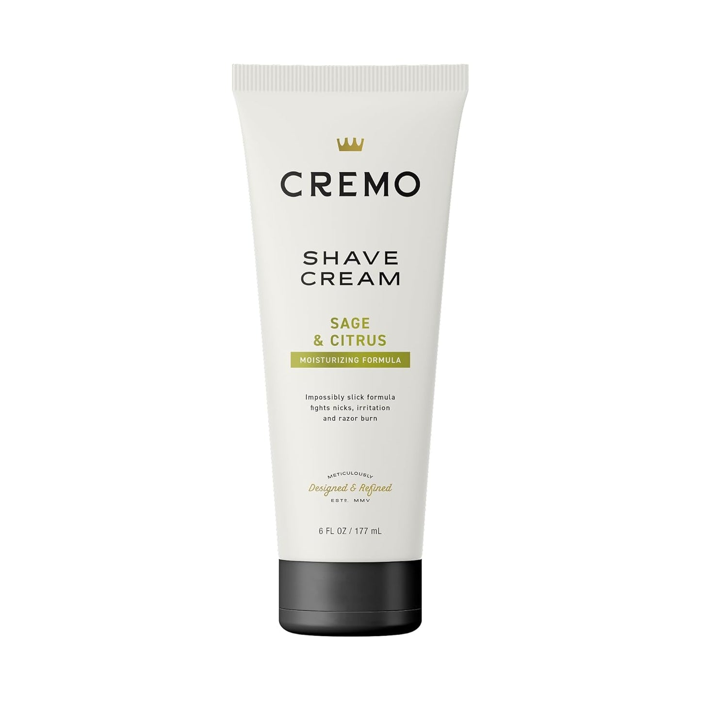 Cremo Sage & Citrus Shave Cream, Astonishingly Superior Ultra-Slick Shaving Cream for Men, Fights Nicks, Cuts and Razor Burn, 6 Fl Oz