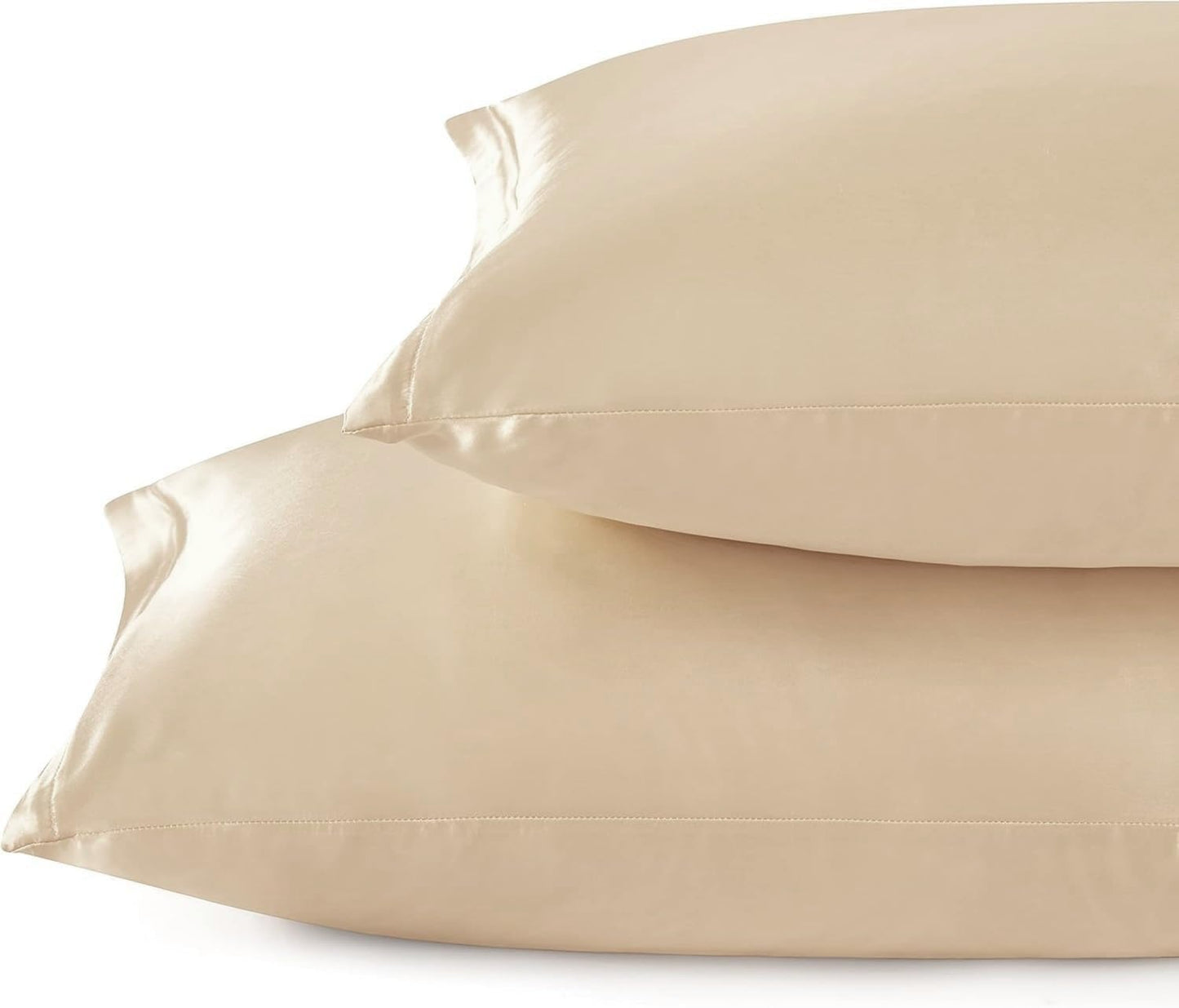 Juwenin Bedding,Super Soft and Luxury Silky Satin Pillowcase with Zipper (Silky Satin Pillow Case for Hair) Set of 2 (Camel, Standard(20''x26''))