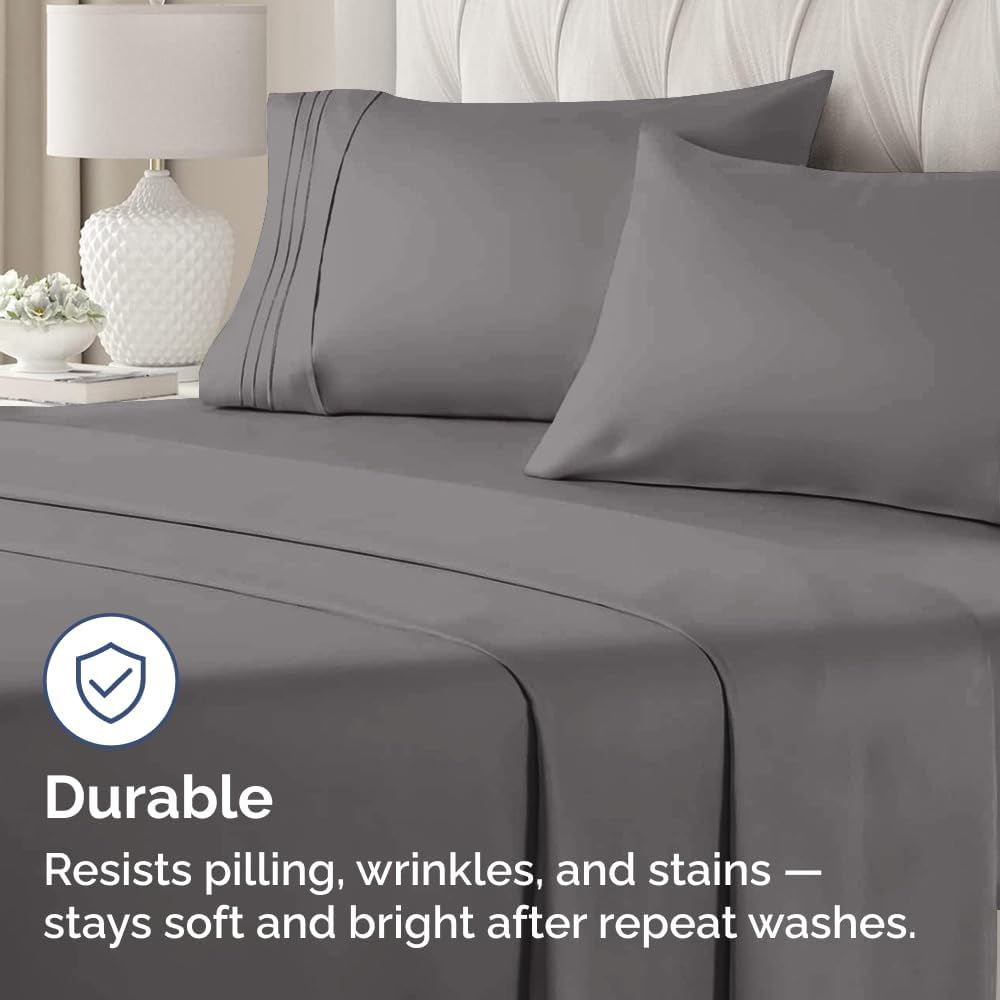 Queen Pillow Cases Set of 4 - Ultra Soft Hotel Quality Pillowcase Covers - Comfy, Cozy & Wrinkle Free - Shrinkage, Stain & Fade Resistant - Machine Washable Pillow Protectors - 4 Piece Set - Dark Grey